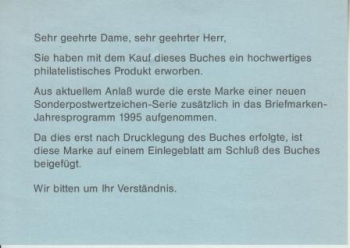 Die Postwertzeichen der Bundesrepublik Deutschland ** - Jahrbuch 1995